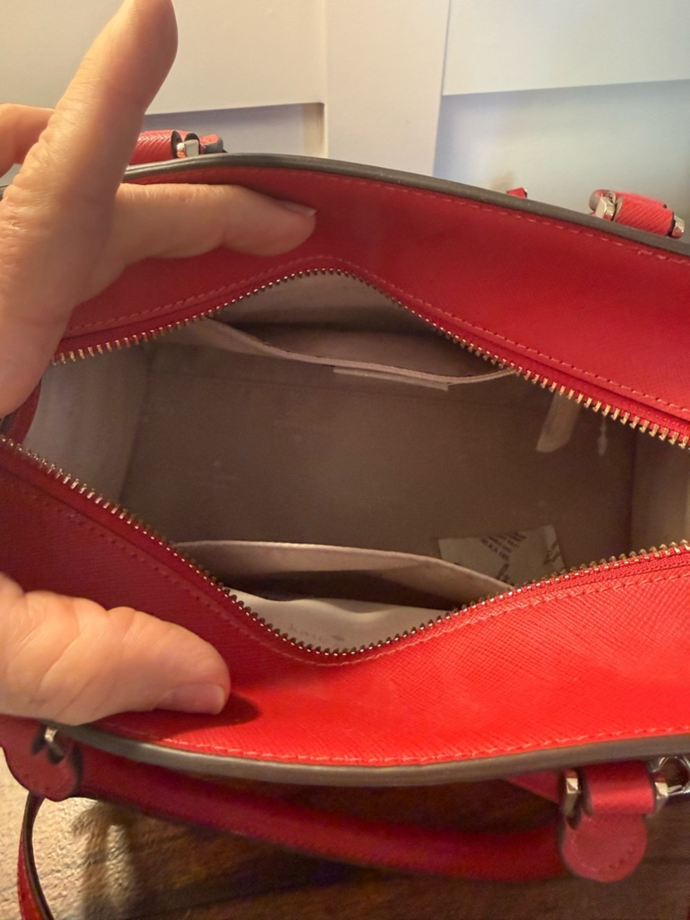 kate spade New York Cherry Red Saffiano Satchel with Gold Accents - Picture 2 of 4